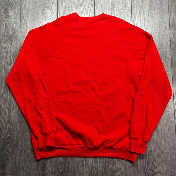 Vintage Rudolph The Rain Deer 1980s Raglan Sweatshirt Red L Large Christmas - Picture 5 of 8